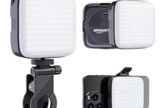 Amazon Basics LED Video Light for Photography, Live Streaming, Makeup & More | 2000 mAh | 3 Color Modes | 360° Rotation | Magnetic Absorption | Camera & Tripod Mountable | Rechargeable Battery