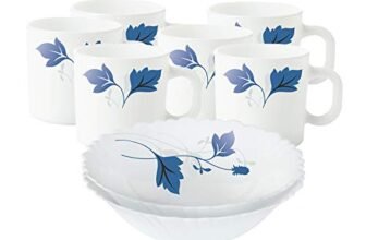 Larah by BOROSIL Opalware Floral Snacks Set – 8Pcs, White