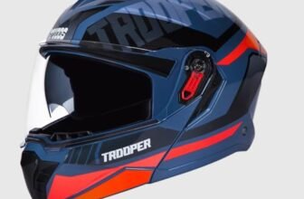Studds Trooper Dv D1 Isi and Dot Certified Matt Finish Flip-Up Full Face Motorcycling Helmet for Men and Women with Inner Sun Visor(Matt Blue N8 XL)