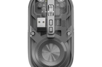 Portronics Toad 8 Transparent Wireless Bluetooth Mouse with Dual Wireless (BT + 2.4 GHz), Rechargeable Battery, Noise-Free Clicking, Show/Hide Desktop, Multi-Device Pair, Adjust Sensitivity (Grey)