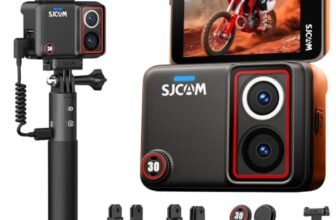 SJCAM SJ30 8K Action Camera with Dual Lens,7H Battery Handle,Low Light Camera,2.51” Flip Touch Screen, SteadyMotion 2.0 Stabilization,30M Waterproof,for YouTube Creator Vlogging,Motorcycling,Hiking
