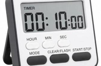 AERYS Digital Kitchen Timer and Stopwatch with 1 Year Warranty, Large LCD Display, 24-Hour Countdown, Loud Alarm, Magnetic Back, Retractable Stand, Flashing Light, for Study, Cooking, Office (Black)