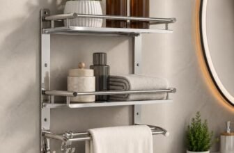 Hindware Bathroom Accessories 3-Layer Multi-Purpose Shelf | Made of Stainless Steel | Stylish & Convenient | Space Saving