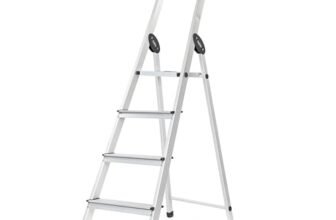 Bathla Prime 4 – Step Foldable Aluminium Ladder for Home with Multi-Utility Support Handle | 5 – Year Manufacturer Warranty | Black