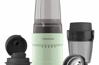 Butterfly Pestle Pro Blend Mixer Grinder | Smoothie Maker with 2 Tinted Inward Locking Jars | Inbuilt SS Base | 2-Leaf & 4-Leaf Blades | Easy Sip & Store Lids | 400W