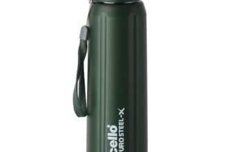 Cello Puro Steel X Spike 900 Water Bottle | Leak Proof & Refrigerator Safe | PU Insulated | Wide Mouth Opening | Keeps Content Cold for Long Hours | 730ml, Military Green