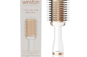 Winston 2-in-1 Hair Styling Blow Brush for Women – 1200 Watts | Hot Air Brush, Hair Volumizer Brush, Hair Blow Dryer Brush with Charcoal Bristles for Salon-Quality Volume and Shine (White) – 1-Year Warranty