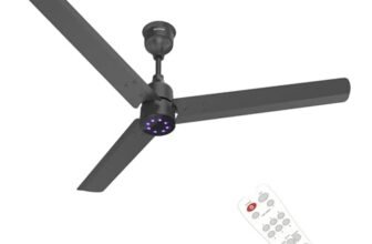 Polycab Wizzy Plus LED 1200mm BLDC Ceiling Fan with Remote |BEE 5 Star Rated, Higher Air Delivery|LED Indicator,Reverse,Boost,Sleep and Breeze Mode |3 Years Warranty (Matt Black)
