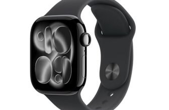 Apple Watch Series 11 GPS 42mm Jet Black Aluminium Case with Black Sport Band – S/M