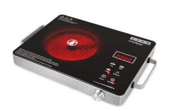 USHA IR2200TCB Infrared Induction Cooktop with grill | 2200 Watts | 11 Power Level | 4 Preset Menu | Feather Touch Controls | Digital display | 1 Year Warranty| Black|
