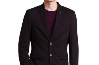 Arrow Knitted Blazer for Men – Checked Pattern, Six Pockets, Single Breasted with Double Button Closure Mens Blazer – 42, Maroon