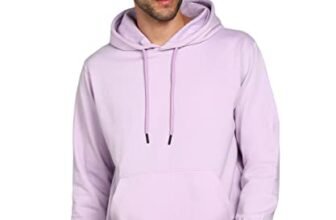 Alan Jones Clothing Men’s Solid Hooded Sweatshirt | Drawstring Hood, Kangaroo Pocket, Ribbed Hem | Regular Fit | Sizes S–5XL | Multiple Colors (Light Purple_M)