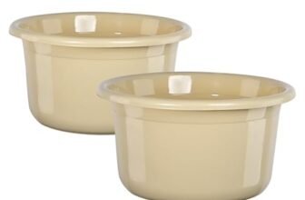 Kuber Industries 2 Pcs Plastic 25 Ltr Bathtub | Baby Bathing Tub for Home, Washroom & Kitchen Use | Lightweight and Multipurpose Water Tub | Suitable For Laundry and Cleaning – Beige