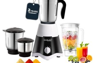 CADLEC GrindGenie 750 Watt Mixer Grinder with 4 Jars | Powerful Performance for Wet & Dry Grinding, Chutney, Mixing & Juicing | Advanced Safety Features | 2-Year Warranty