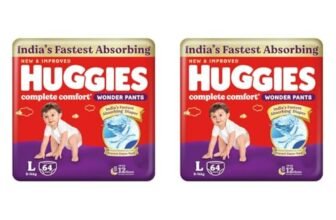 Huggies Complete Comfort Wonder Pants | Pant Style Baby Diapers L Size, 64 Count | India’s Fastest Absorbing Diaper, Patented Dry Xpert Channel, Ideal for 9 to 14 Kgs (Pack of 2)