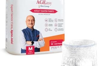 AGEasy (Max Group) Unisex Adult Diaper Pants | M (Waist 24-45 inches) | 10 Units | Overnight Leak Protection | Wetness Indicator | Odour Lock | Anti-Bacterial | Skin Friendly