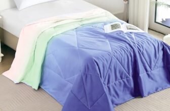 MollisHomes Ac Comforter Single Bed Ombre with Satin Finish 240 GSM – Reversible AC Comforter – Blue Comforter Quilt Duvet Dohar Blanket for Summer 150x225cm
