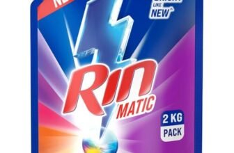 RIN Matic Liquid Detergent, 2Kg, for Dazzling Brightness, with Bright Lock Technology, Long-Lasting Fragrance, for Front Load Washing Machines