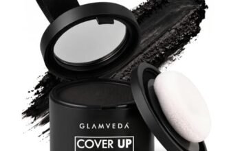 Glamveda Black Hair Cover-Up Powder, 4 g | Instant Grey Root Touch-Up & Hairline Filler for Thinning Hair, Bald Spots & Beard | Sweat-Resistant Natural Matte Finish | Built-In Mirror & Puff | Men & Women