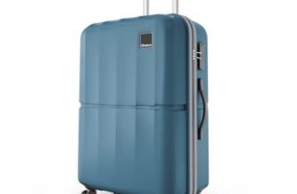 Safari Genius Theo 8 Wheels 66cm Medium Size Check-in Trolley Bag, Hard Case Polycarbonate, 360 Degree Wheeling Luggage, Suitcase for Travel, Trolley Bags for Travel, Pearl Blue
