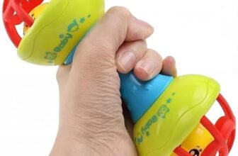 HOMOZE Baby Dumbbell Rattle Toy | BPA-Free Multicolor Handheld Rattle | Smooth Edges, Gentle Sound | Sensory Development Toy for Newborns & Infants (1 Pc)
