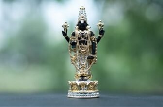 Idolkart 24 Carat Gold and 999 Pure Silver Coated Tirupati Balaji Idol for Car Dashboard, Venkateswara Swamy Idol, Vaastu Advised Balaji Idol – Tirupati Balaji Murti Idols for Pooja Room – 13cm