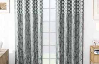 MollisHomes Door Curtains 7 Feet Pack of 1, Damask, Grey & White