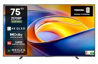 Toshiba 189 cm (75 Inches) 4K Ultra HD Smart QLED TV | Dolby Vision Atmos, HDR10+ | 144 Hz Panel | 36W Powerful Speaker | REGZA Engine ZRi | Voice Control | VIDAA OS | 75Z570RP (Black)