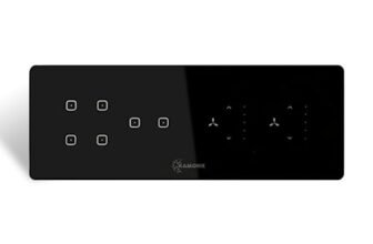 Kamonk 8 Module Custom Plate/Horizontal: (4 Gang x 1 unit) + (2 Gang x 1 unit) + (Fan Regulator x 2 units) | Compatible with Alexa, Google Assist., Siri Shortcuts