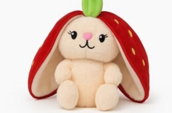 KIDS STORE Soft Cuddly Strawberry Bunny Plush Stuffed Rabbit Toy Adorable Berry Hoode Cute Ears for Plush Collectors Kids’ Bedrooms Themes Special Gifting (45 CM)
