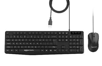 Amazon Basics Wired Keyboard and Mouse Combo l 1200 DPI l for Windows, Mac OS Computer