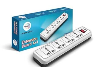 wipro 4+1 Extension Board | 4 Universal Socket with Single Switch | 2 Meter Long Cord | Child Safety | Auto Cutoff | Fire Resistant | Multiplug Socket for Home, Office | White, Pack of 1
