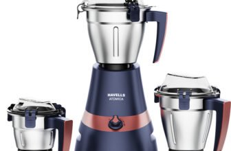 HAVELLS Atomica 1000 W Mixer Grinder(Atomica 1000W 3 Jar Mixer Grinder, 3 Speed, Stainless steel blade | 3 Jars | Dark Blue, Brown)