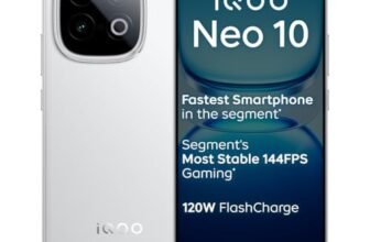 iQOO Neo 10 (Alpine White, 8GB RAM, 256GB Storage) | Segment’s Fastest Processor* with Snapdragon 8s Gen 4 & Supercomputing chip Q1 | 120W FlashCharge | Segment’s Brightest AMOLED Display*
