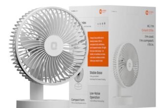 Orient Electric Elfie Rechargeable Personal Fan | 90° Adjustable Airflow | 1800 mAh Battery | 4 Speed Modes | Quiet Operation | USB Type-C Charging | Compact Mini Fan | Cloud White