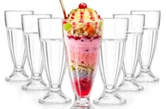 CELLO Falooda Glass Set of 6 Pcs 300ml, Transparent | Freezer & Fridge Safe, Leadfree Dishwasher Safe Toughened Crystal Clear Glasses Set for Drinking Juice Milkshake Cocktail Mocktail Coldrinks Soda