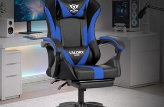 VALORXUSA Warrior Gaming & Office Ergonomic Chair | Vegan Leather | High Back 135° Recliner | Adjustable Height & Linkage Armrest | Lumbar Support | 360° Swivel | 3 Year Warranty (Navy Blue)