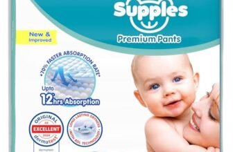 Amazon Brand – Supples Premium Baby Diaper Pants | 22 Baby Diapers | XXXL | 18-55 Kg | 12 Hrs Absorption | Cushiony Cotton Soft Fabric | Phthalates-Free | Triple Leak Guard