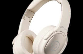 PTron Studio Pro w/ Dual-device Pairing, 65hrs Playtime, AI-ENC Calls, Pristine Sound Bluetooth(Beige, On the Ear)