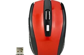 Dezful Wireless Ergonomic USB Mouse (Red) | Ambidextrous Design | 1600 DPI | Compact & Silent | Portable Wireless USB Mouse for Laptop, PC & Gaming