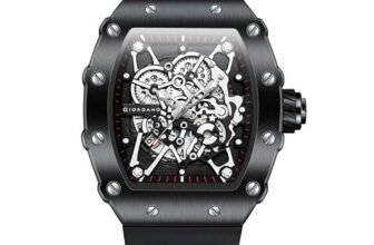 Giordano Analog Watch for Men – Skeleton-Style Dial | Brushed Steel Case with Silicone Strap