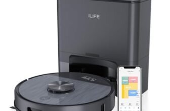 ILIFE T20s Pro Robot Vacuum Cleaner with Advanced LiDAR Navigation, Self-Emptying for Up to 10 Weeks, Strong Suction, Simultaneous Vac and Mop, Multi Floor Maps, Customized Cleaning, App, Alexa & GH