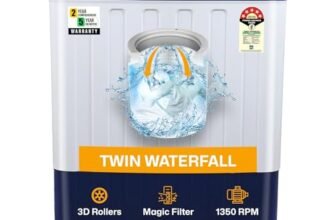 VW Visio World 7.5 kg 5 Star Pure Wash with Toughened Glass Semi Automatic Top Load Washing Machine Pure-Wash0075G (White)