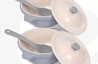 Eha Earth Friendly Serving Bowls with Lid | Microwave Safe | Made with Rice Husk and Bamboo Fibers | 1250 ml Each | Set of 2 | Azure