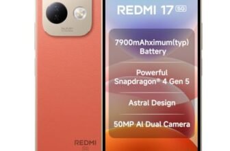 Redmi 17 5G (Eternal Orange, 6GB RAM, 128GB ROM) | 7900mAh Battery + 45W Fast Charging | 6.9″ 120Hz Adaptive Display | Snapdragon 4 Gen 5 | 50MP Dual AI Camera | Corning® Gorilla® Glass 7i | IP64