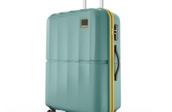 Safari Genius Theo 8 Wheels 66cm Medium Size Check-in Trolley Bag, Hard Case Polycarbonate, 360 Degree Wheeling Luggage, Suitcase for Travel, Trolley Bags for Travel, Sage Green