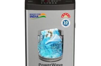 Bosch 7 kg 5 Star Fully Automatic Top Load Washing Machine,PowerWave Wash,Inbuilt Dual Lint Filter, Stainless Steel VarioDrum with 5 fin Pulsator, Water Save, Flex Drain, Dark Grey (WOE70AH0IN)
