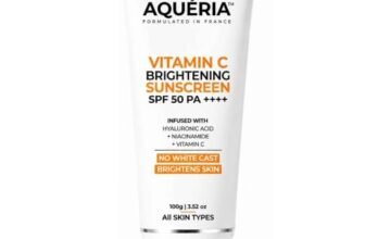Aqueria 3-in-1 Brightening Sunscreen SPF 50 PA++++ | In-Vivo/In-Vitro Tested | 5% Niacinamide, 5% Hyaluronic & Vitamin C | Modern UV Filters | Broad Spectrum UVA/UVB & Blue Light Protection | Lightweight, No White Cast, Sweat Resistant | Suitable for Daily Use | For Normal, Dry & Sensitive Skin | 100g