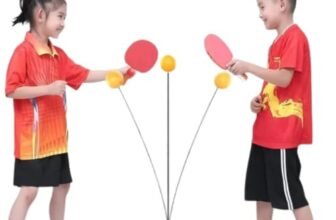 Table Tennis Trainer Set for Kids, Portable Ping Pong Training Toy with Elastic Rebound Shaft & Stable Base, Indoor Outdoor Sports Game, Easy Assembly, Birthday Gift for Boys & Girls Age 4-10 Years