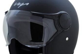 Vega Jet ISI DOT Certified Matt Finish Open Face Helmet for Men and Women with Clear Visor(Dull Black, Size:M)